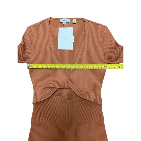 A.L.C. Sz XS Dress Madison Cutout Midi Sweater Knit Terracotta ALC Minimalist - Picture 11 of 12